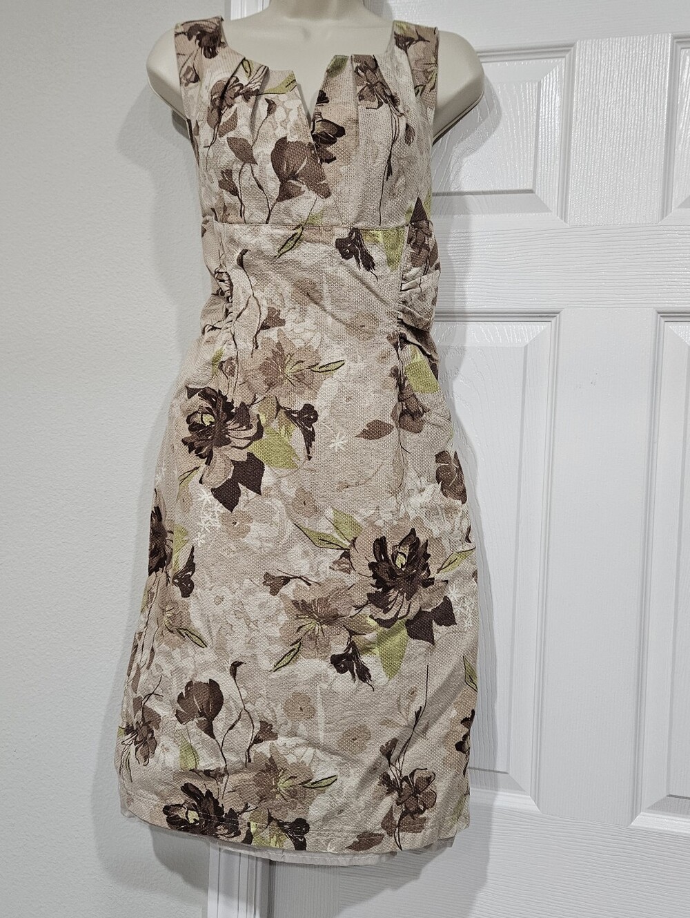 Adrianna Papell Floral Notch-Neck Sheath Dress - Brown & Green